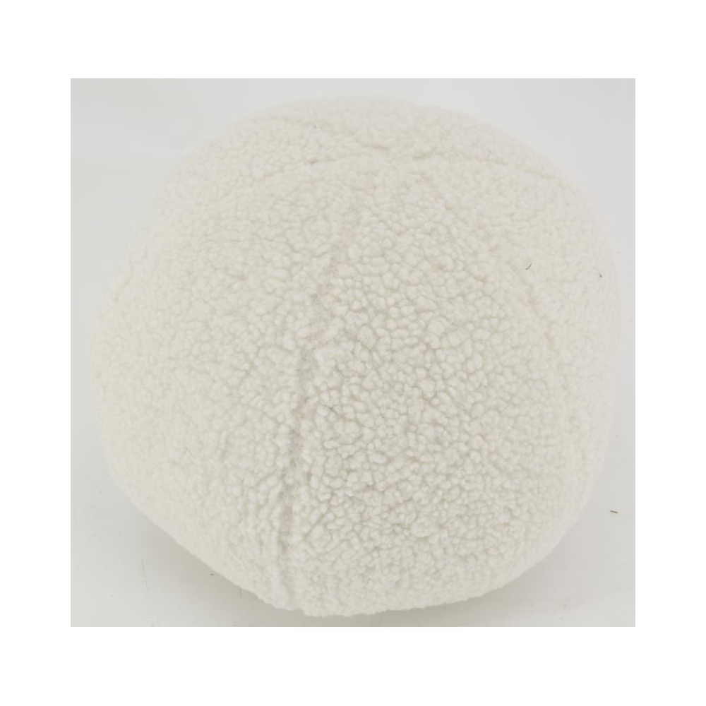 Pouf en tissu bouclettes blanc rond