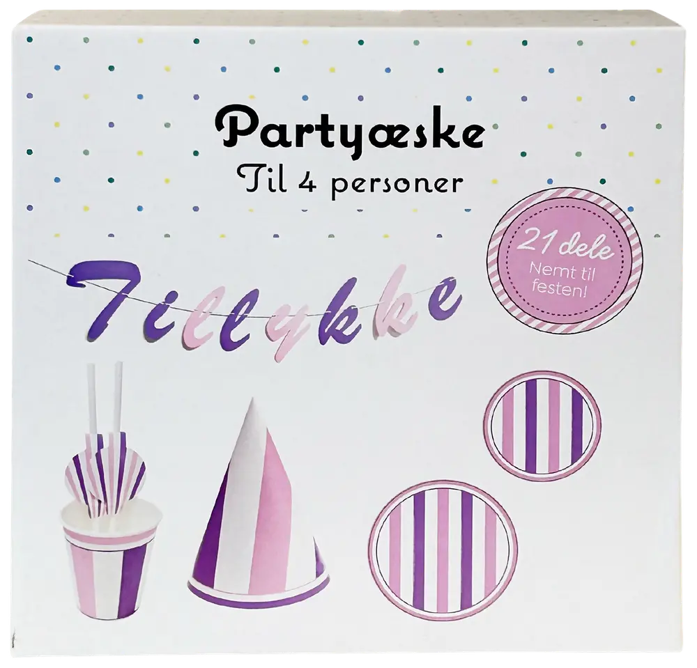 Partyæske til 4 personer - lilla