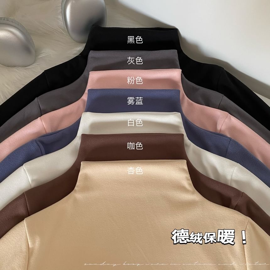 Edise - T-shirt met lange mouwen en mockneck, effen en slim fit