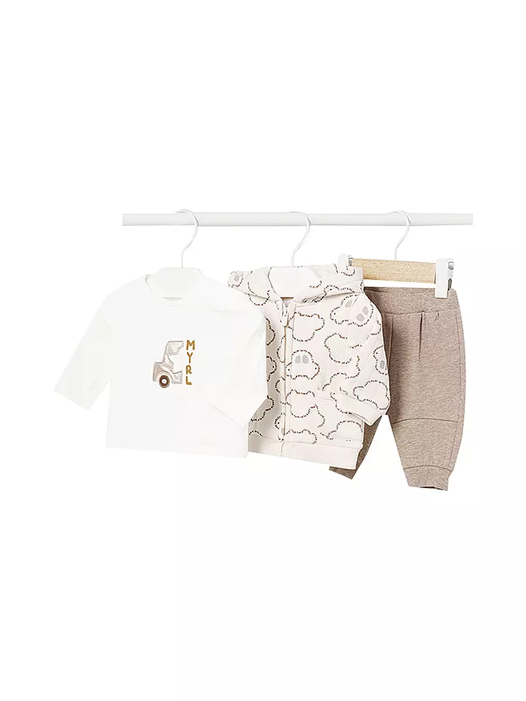 MAYORAL Baby Set 3-teilig Sweatjacke, Langarmshirt und Hose beige