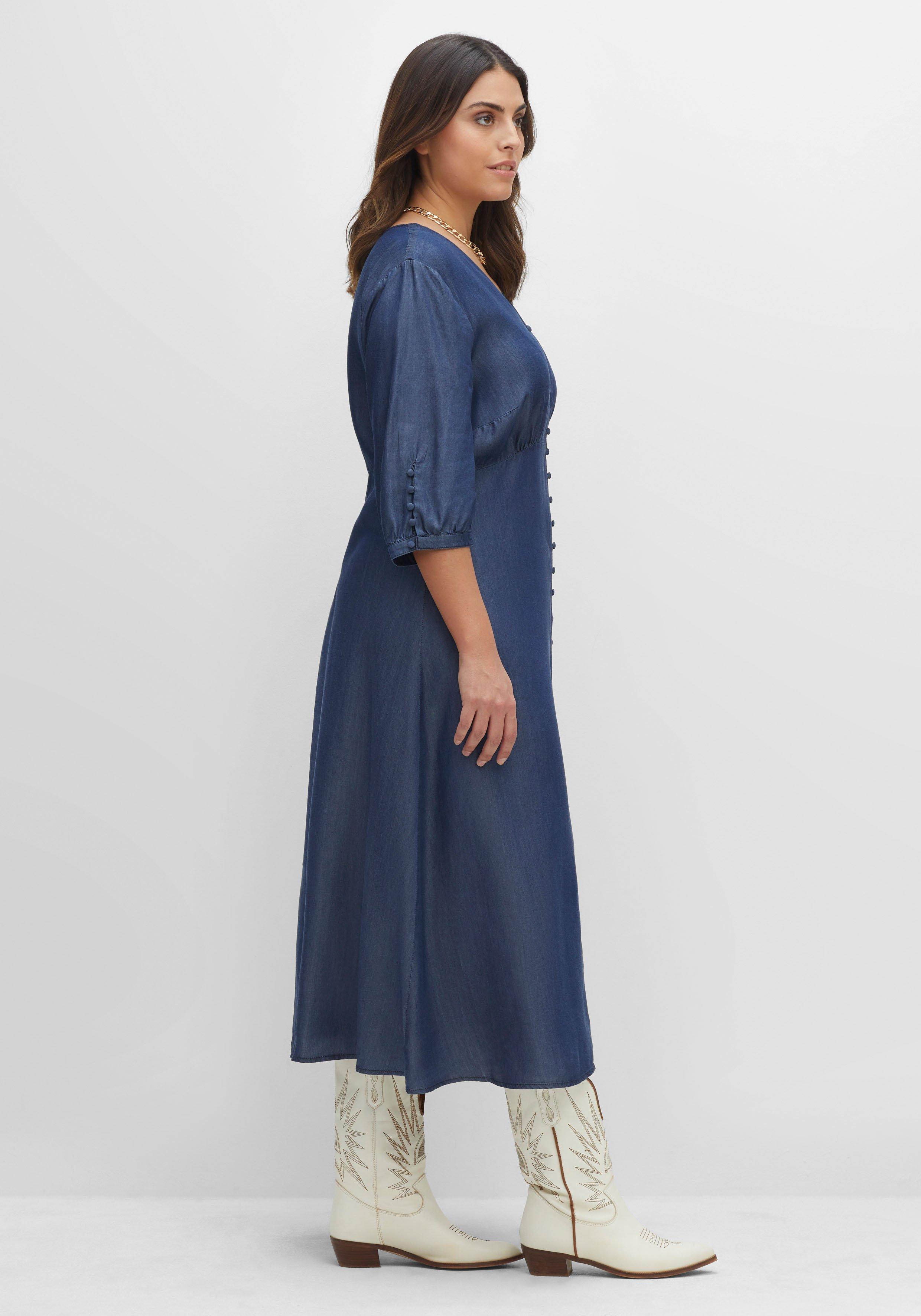 Maxikleid in Denimoptik, mit Knopfleiste