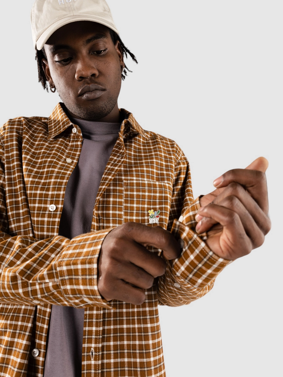 HUF Echo Oxford Plaid Shirt russet