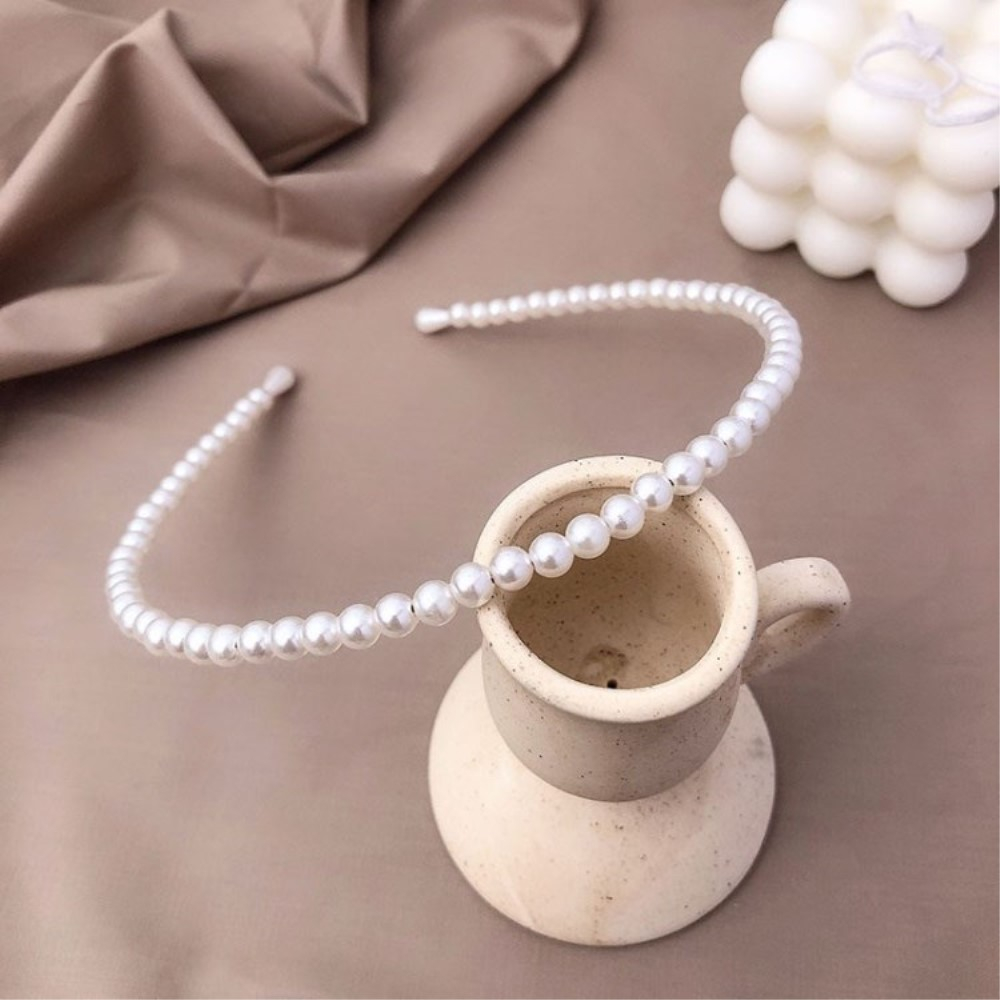 (Ø12cm) Haarschmuck Braut Frisur Perlen Haarreif - Weiss