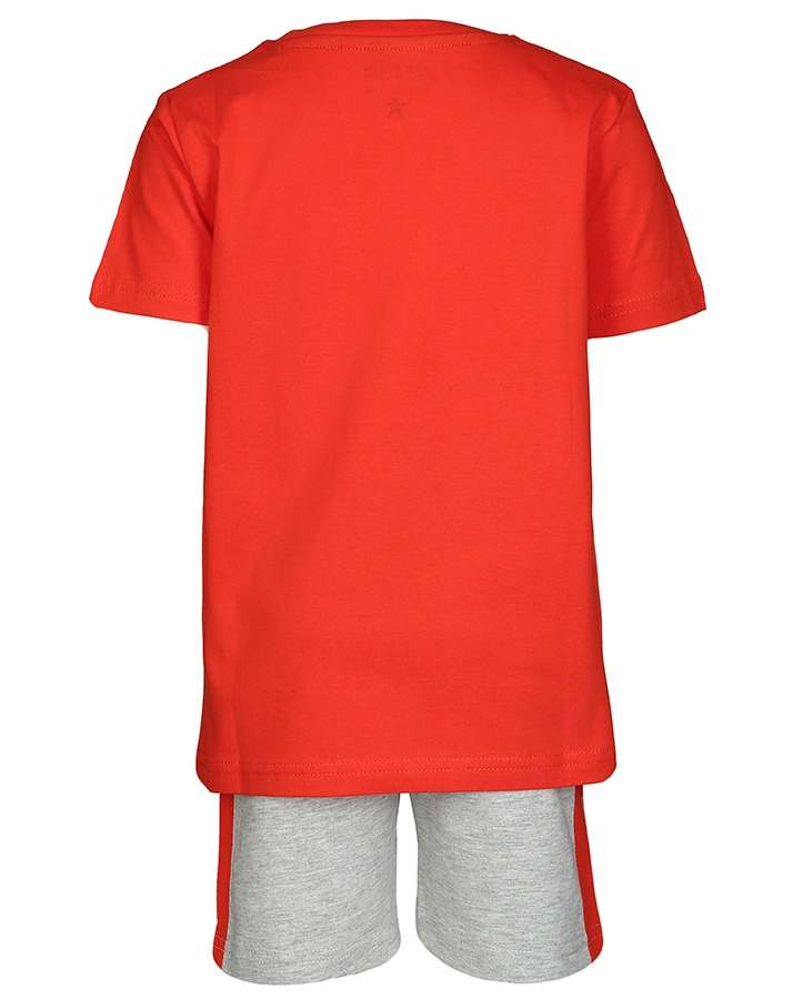 T-Shirt DRIFTING WHALE mit Shorts in tomatenrot