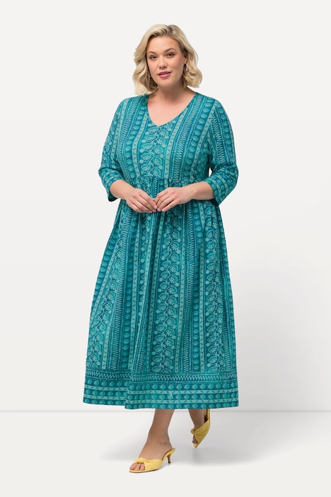 Jerseykleid, A-Linie, V-Ausschnitt, 3/4-Arm, Taschen