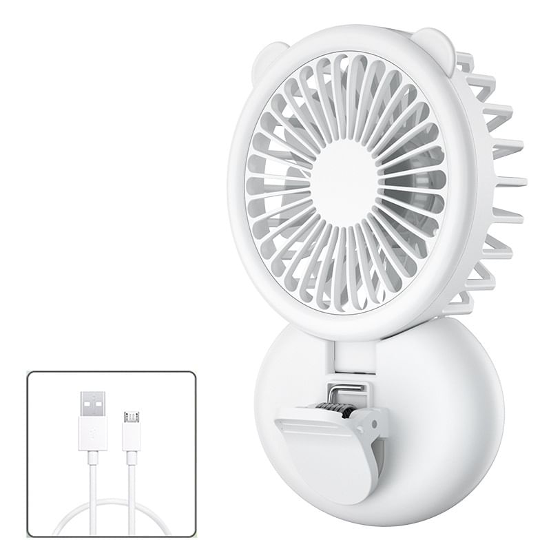 HOMTEC - USB oplaadbare clip-on ventilator met ringlamp