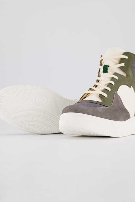 Sneaker, hoher Schaft, Patchlook, Textil, Leder, Weite H