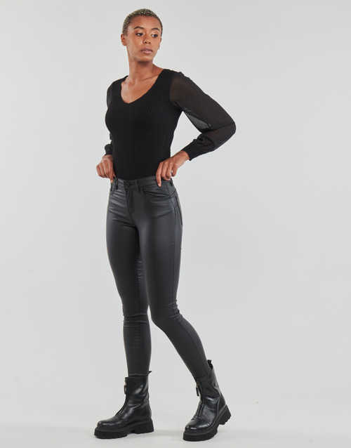 Vero Moda - VMALIA MR SKINNY SHAPE COATED PANTS NOOS - Noir
