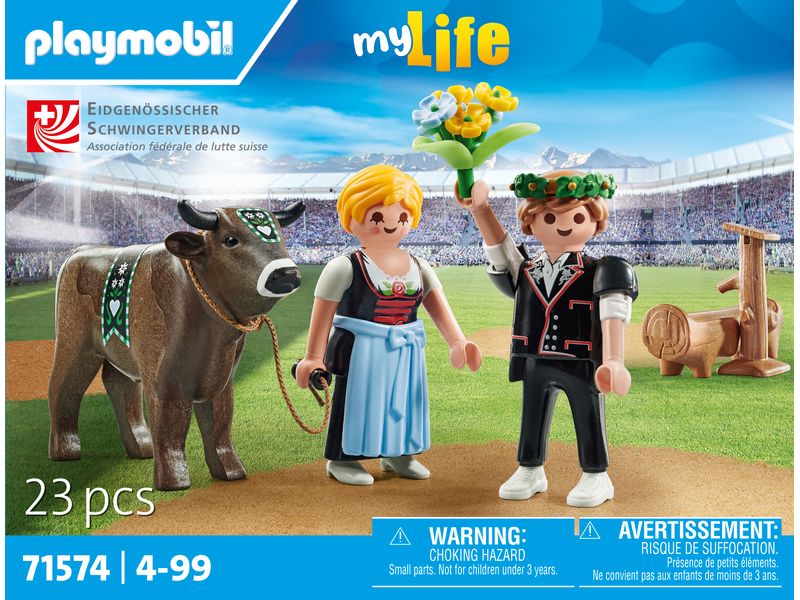 Playmobil My Life Siegerehrung Schwingerkönig 71574 Spielset zum traditionellen Eidgenössischen Kampfsport
