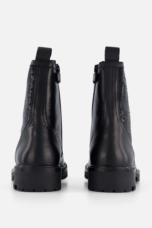 Muyters Glitter Veterboots zwart Leer