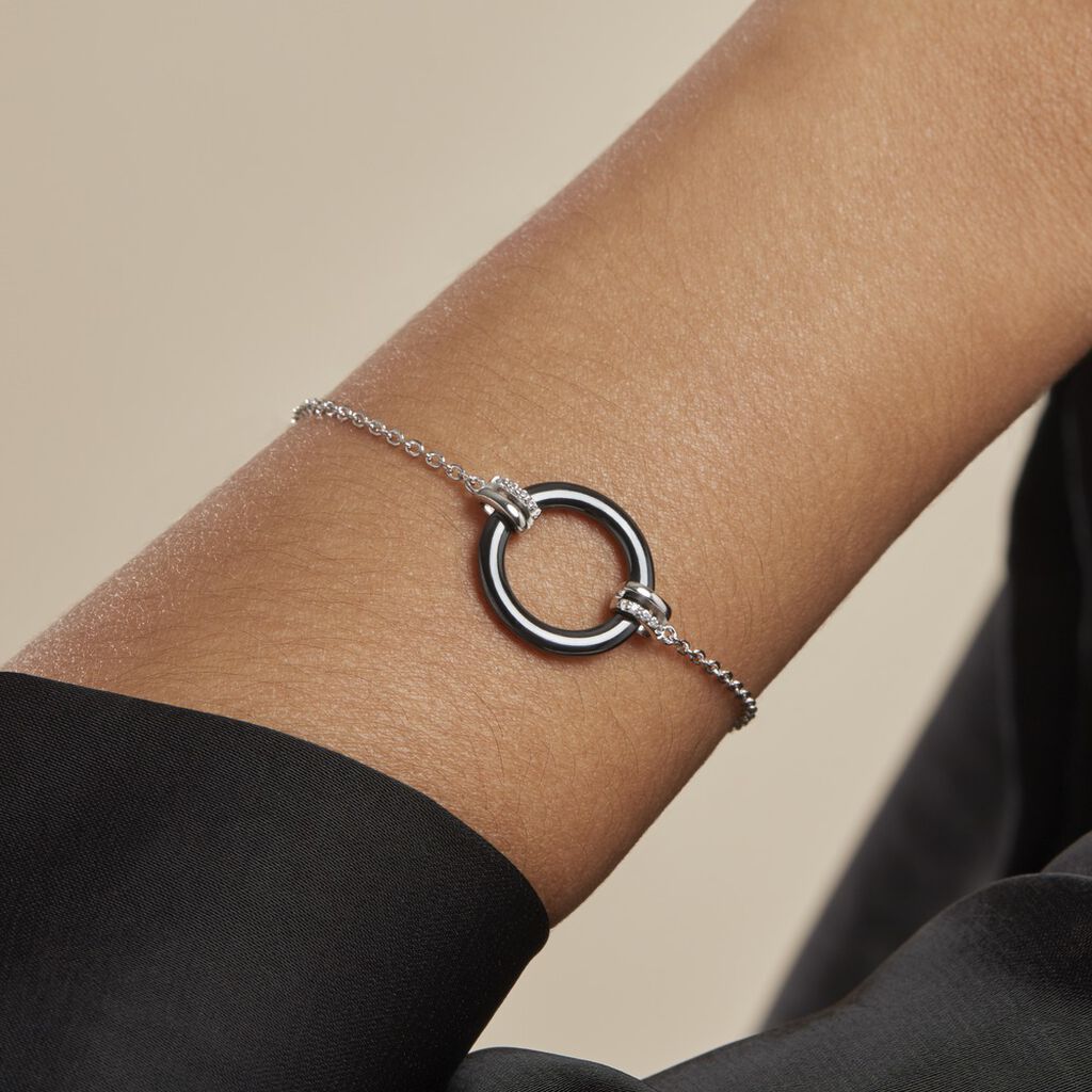 Bracelet Bertillianne Argent Blanc Céramique Et Oxyde De Zirconium