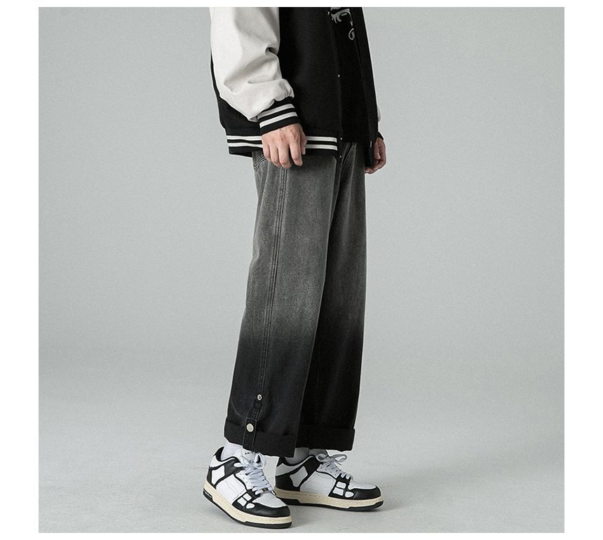 Tiaota - Mid Rise Gradient Wide Leg Jeans