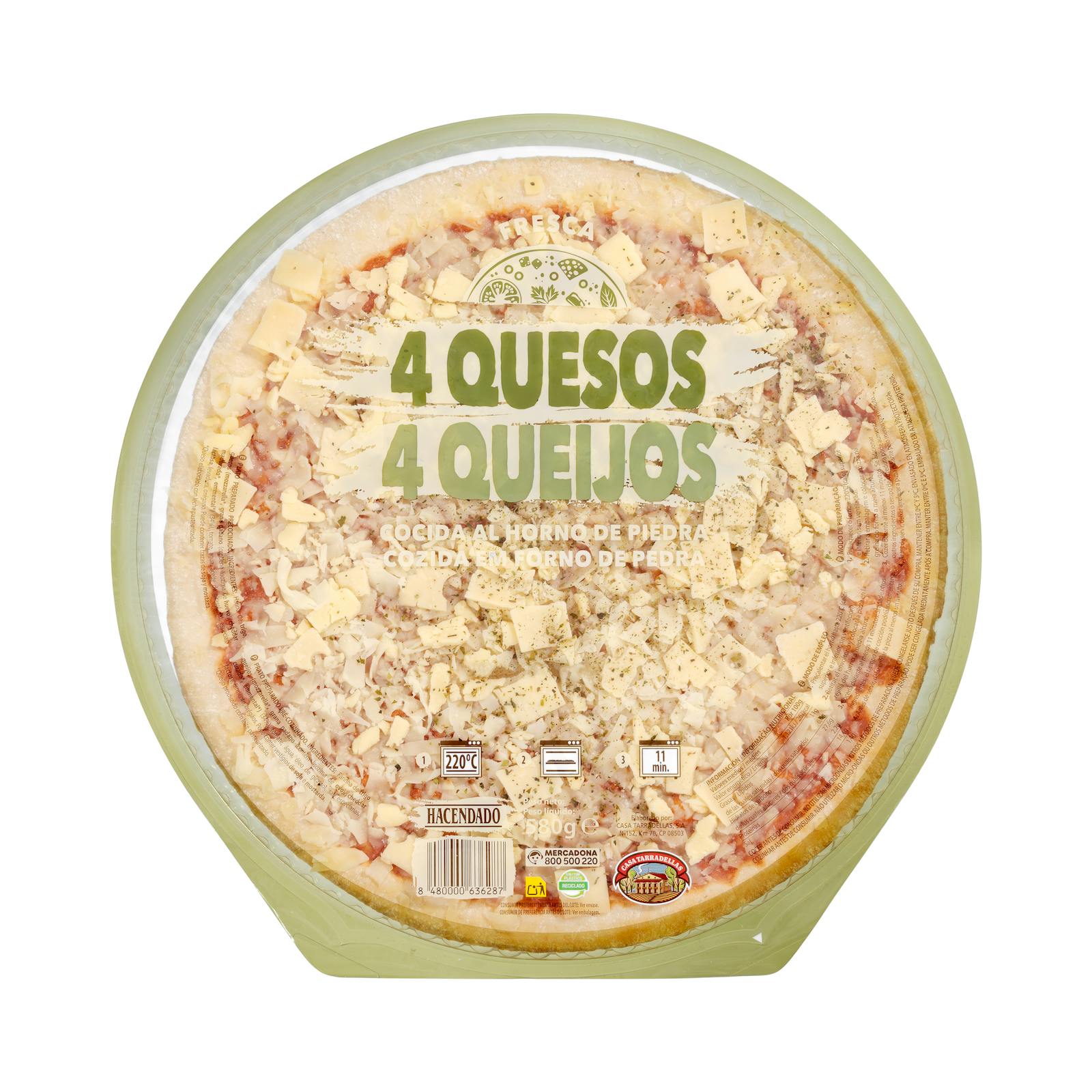 Pizza familiale aux 4 fromages Hacendado