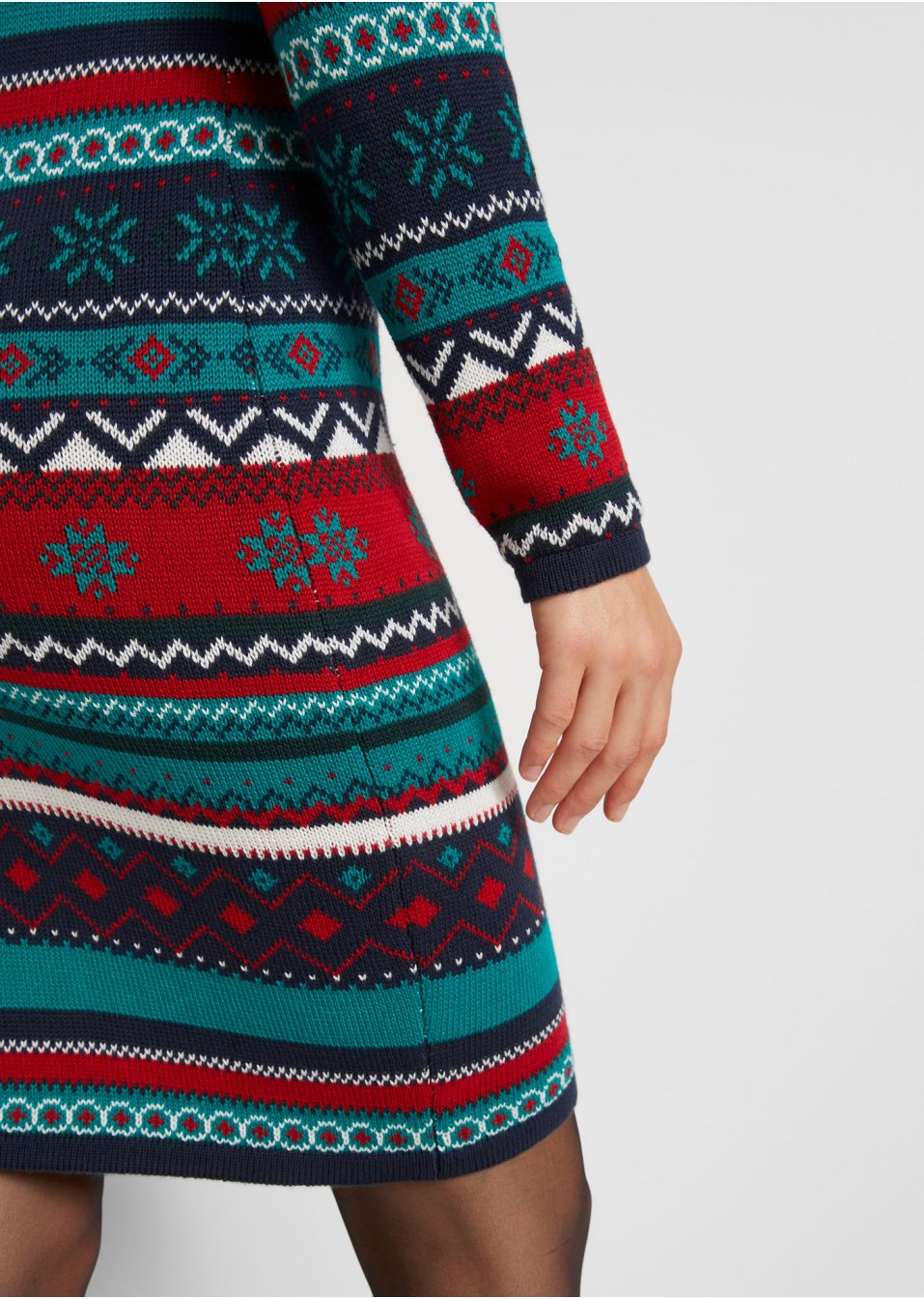 Robe en maille jacquard à col châle