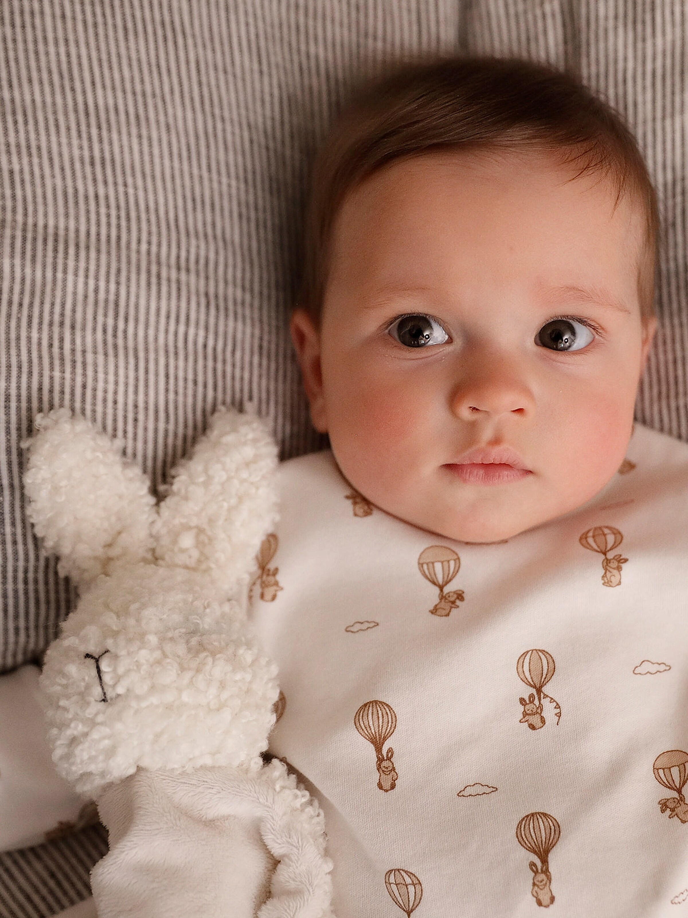 Vertbaudet Bio-Kollektion: 2er-Pack Baby Strampler mit Heißluftballons beige meliert