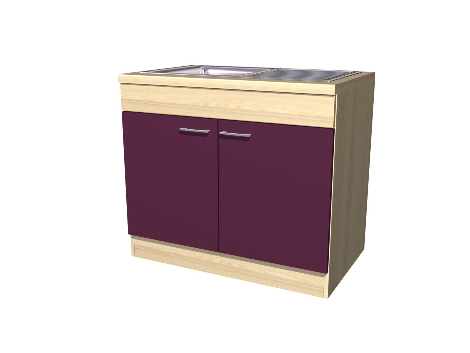 Spülenunterschrank FOCUS - Akazie - Aubergine - mit Spüle - 100 cm