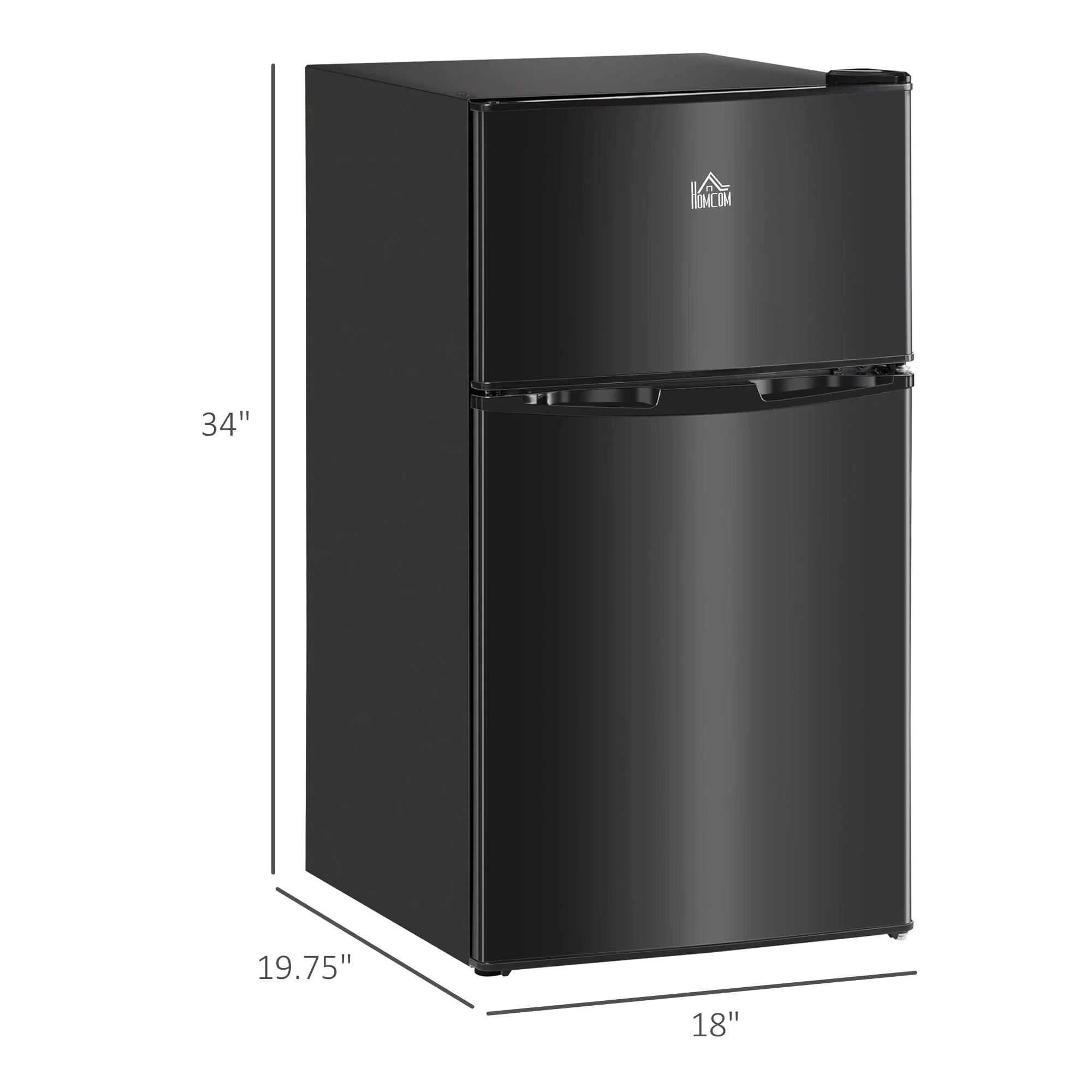 HOMCOM Double Door Mini Fridge with Freezer, 3.2 Cu.Ft Compact Refrigerator with Adjustable Shelf, Adjustable Thermostat