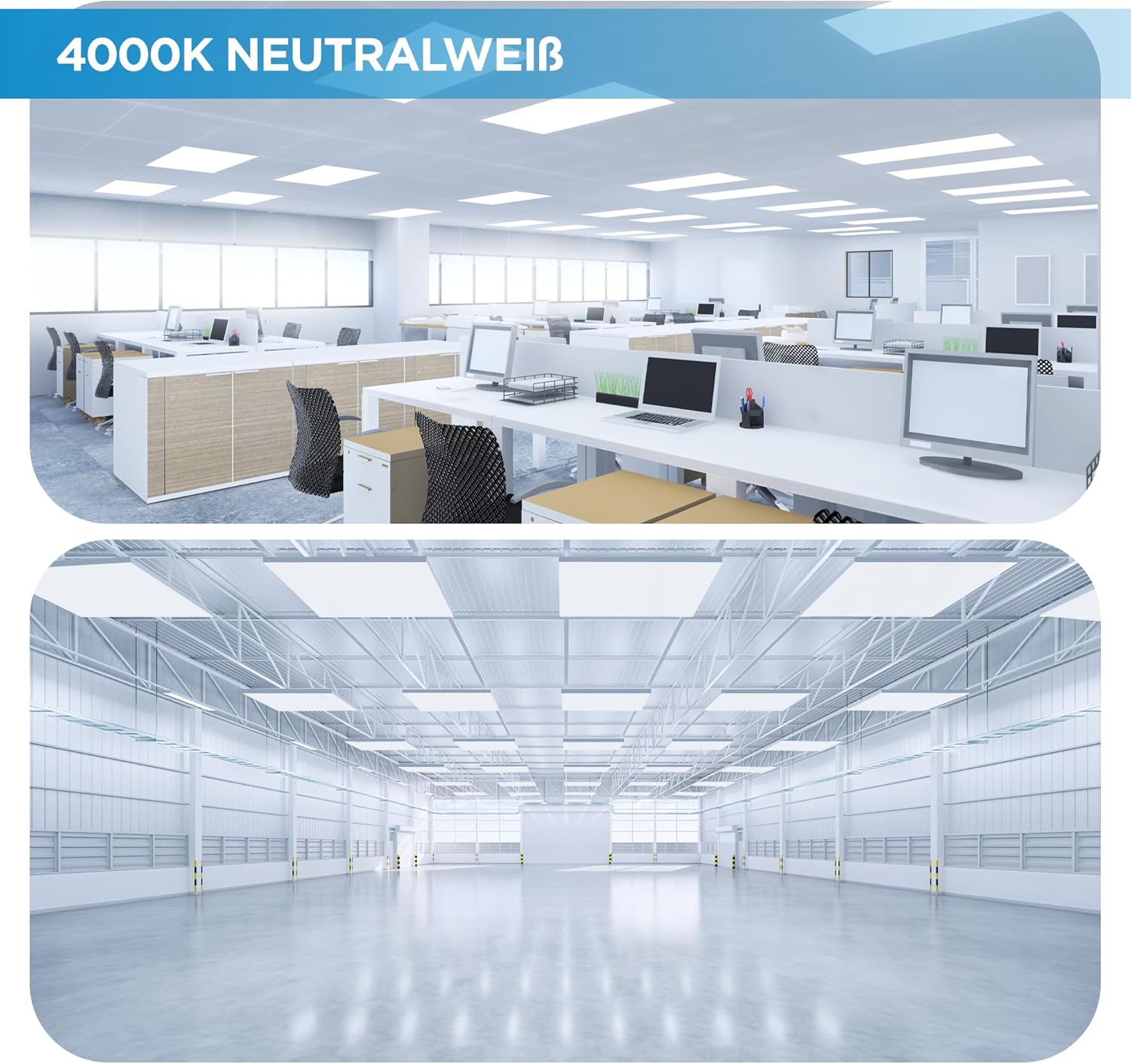 LED Panel 62x62-6er Pack LED Deckenpanel Tageslicht 6500K 4000lm Deckenleuchte Rasterdecke Einbauleuchte Deckenlampe Einbau Platten Rasterlampe (Kaltweiß)