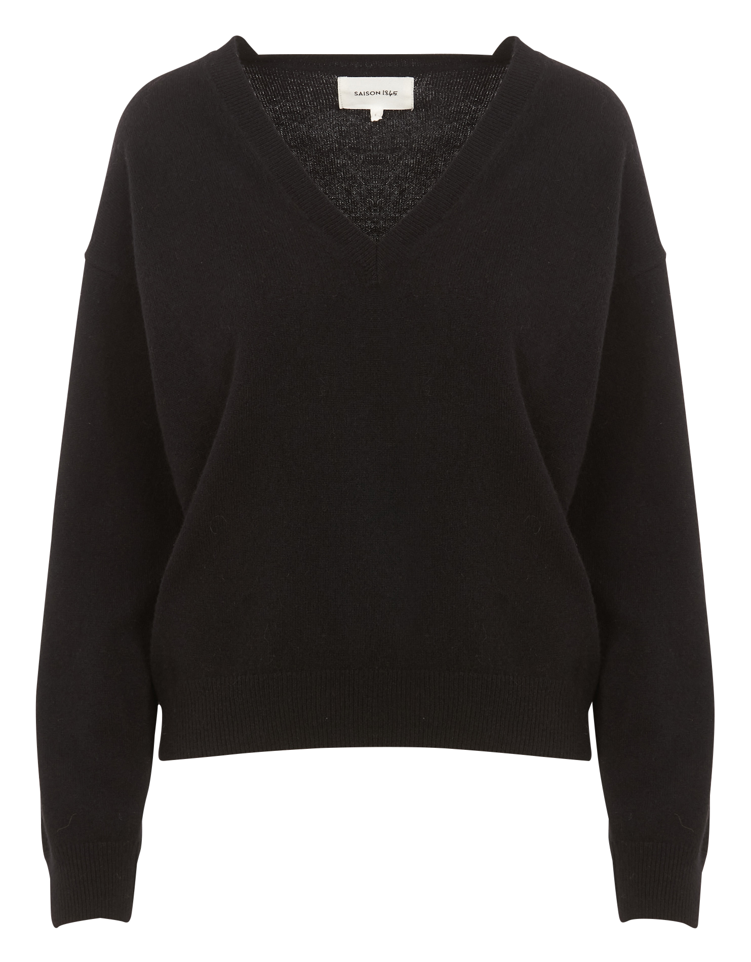 SEVENE - Pull col V en cachemire | Noir