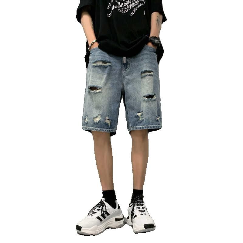 Bay Go Mall - Mid Rise Distressed Washed Denim Shorts
