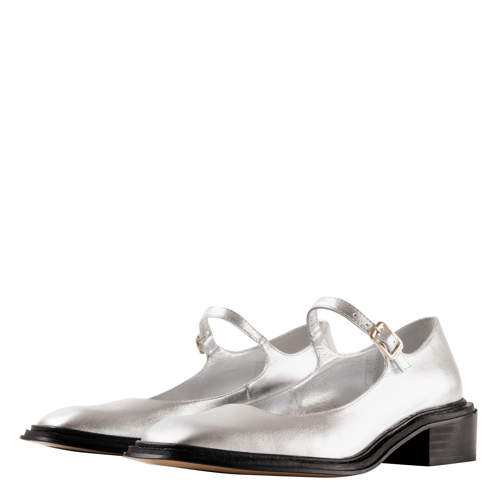 PENELOPE - Babies à petits talons en cuir métallisé | Argent