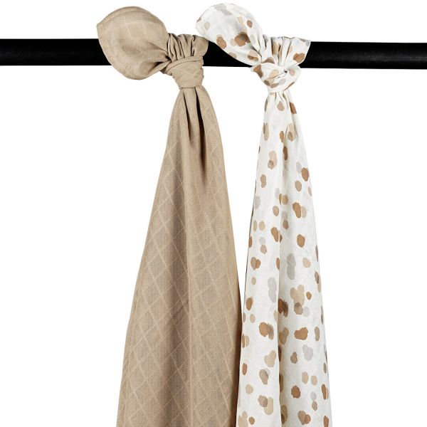 Meyco Swaddle Inbakerdoek - Stains - Sand - 2 Stuks