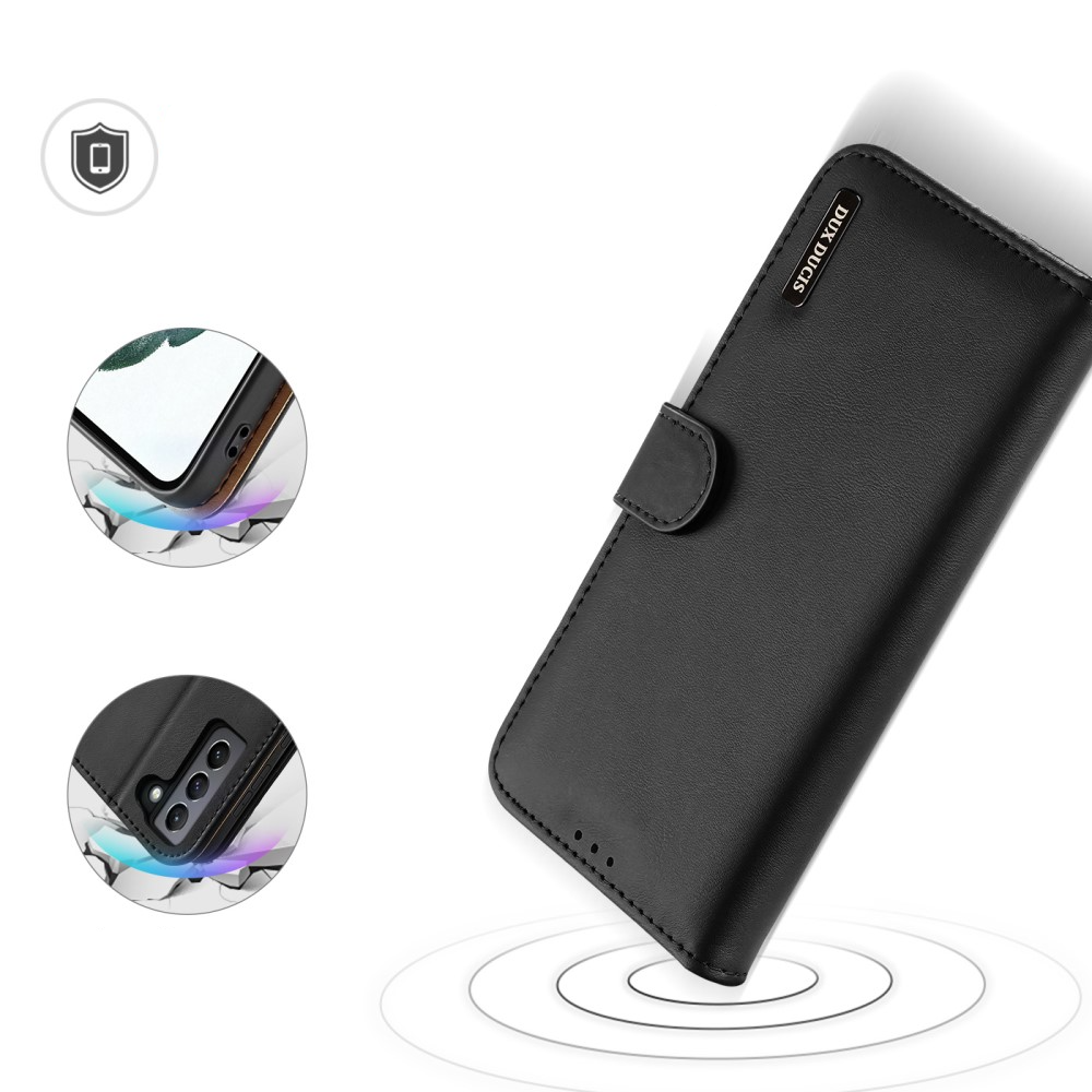 Samsung Galaxy S21 FE 5G Flip Wallet Cover Echtleder Tasche (RFID Schutz) - Schwarz