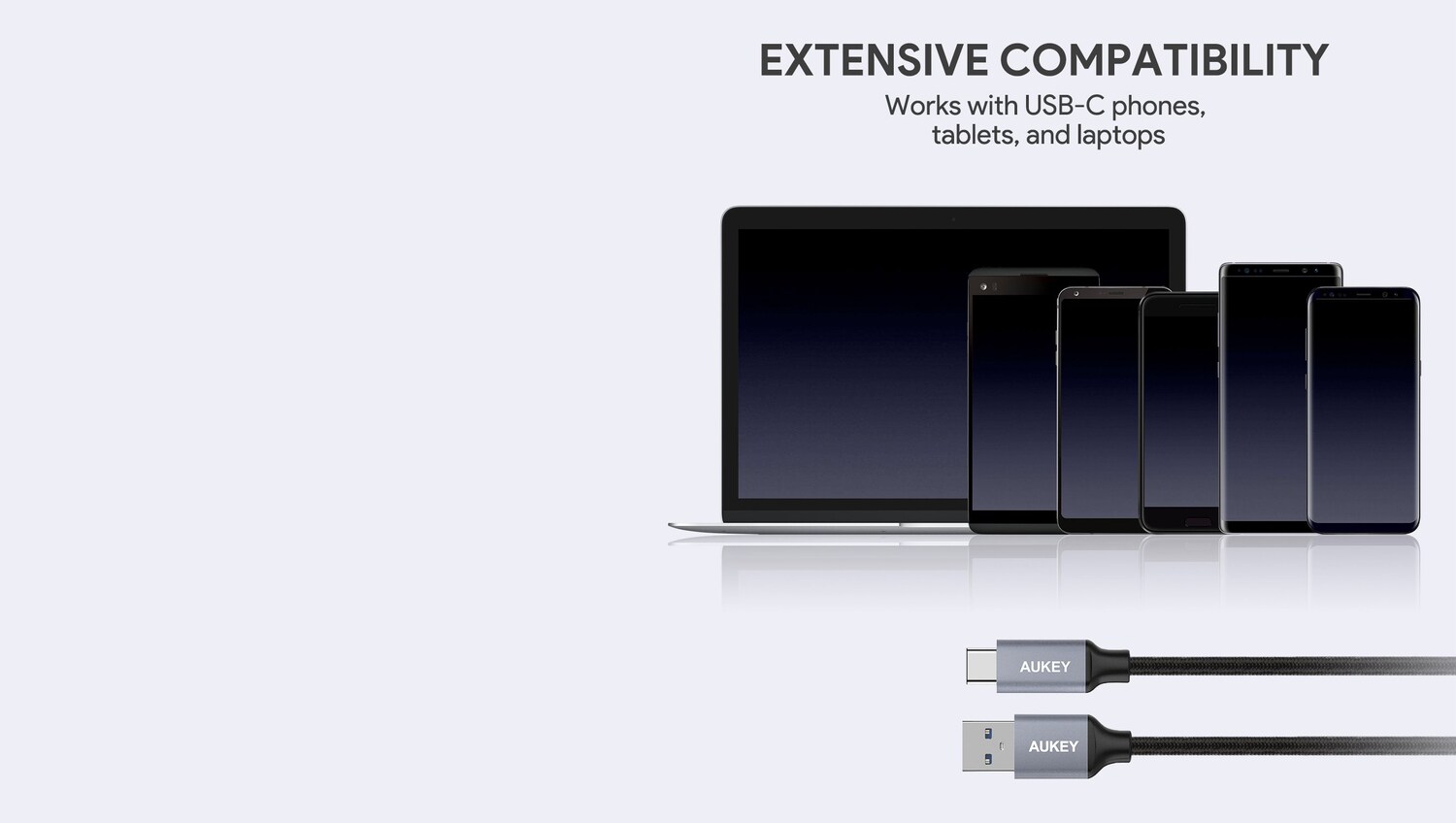AUKEY CB-CD2 Nylon Alu Kabel USB-A zu USB-C schwarz 1m