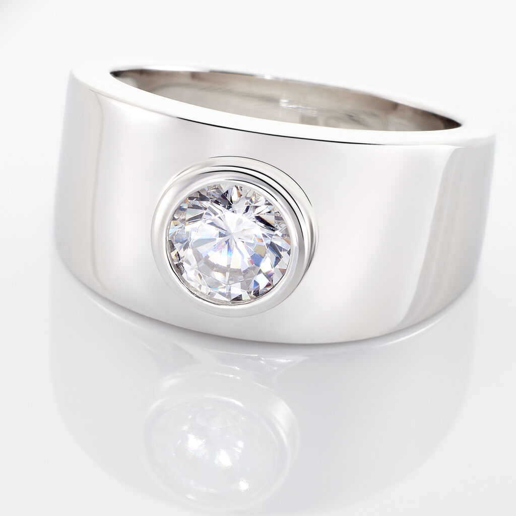 Bague Solitaire Electre Argent Blanc Oxyde De Zirconium