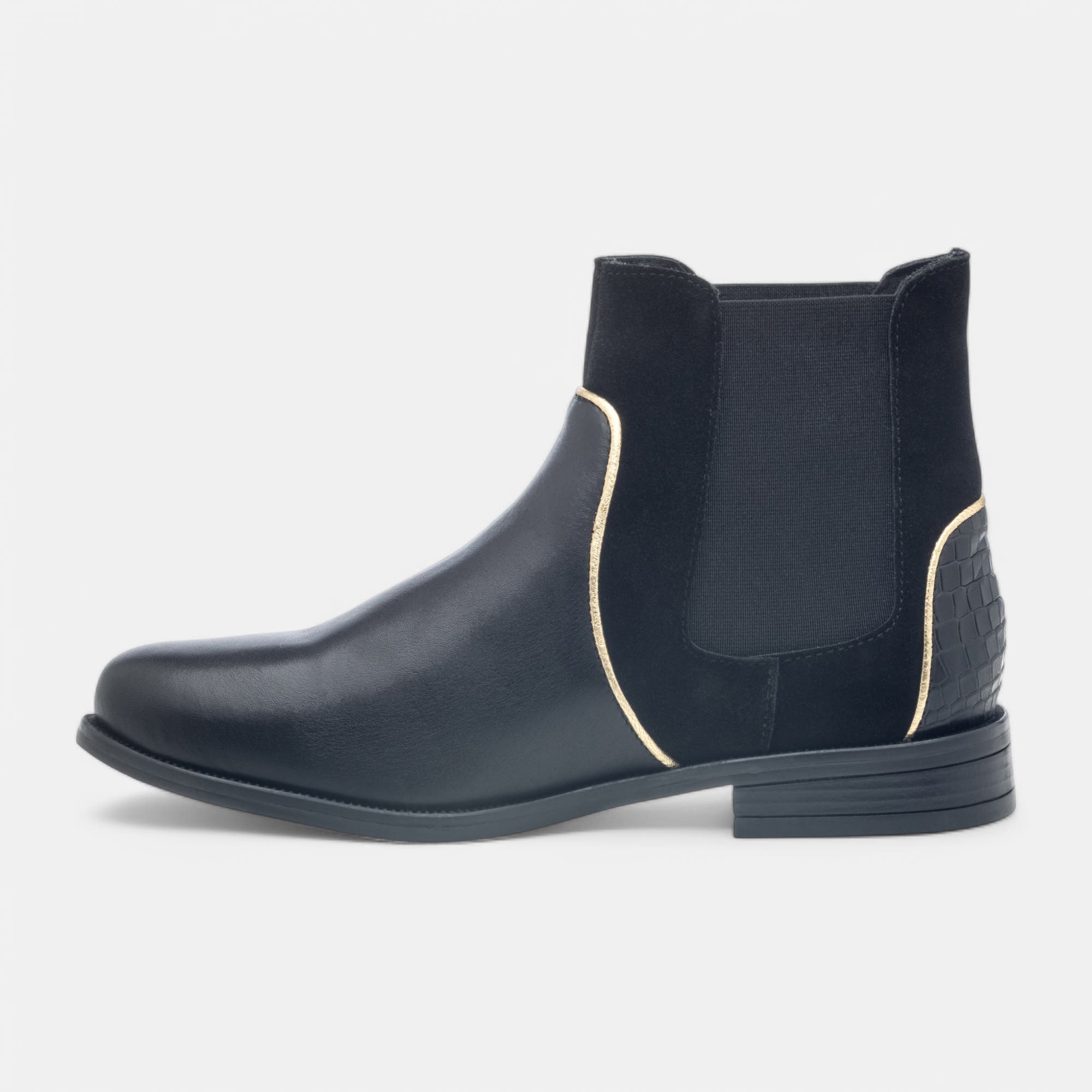 Boots chelsea Femme en cuir noir