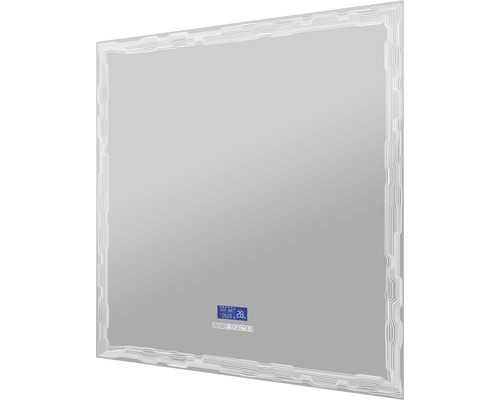 LED-badkamerspiegel met multimediafuncties, touchscreen, Bluetooth, anti-condensfunctie en FM-radio, inclusief spiegelverwarming en luidsprekers, 90x90 cm