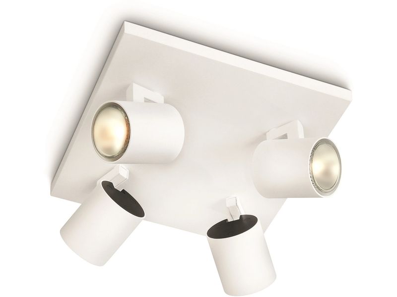 Philips Aufbauspot Runner, 4 x GU10, 20 W, Weiss MyLiving Aufbauleuchte mit beweglichem Leuchtenkopf
