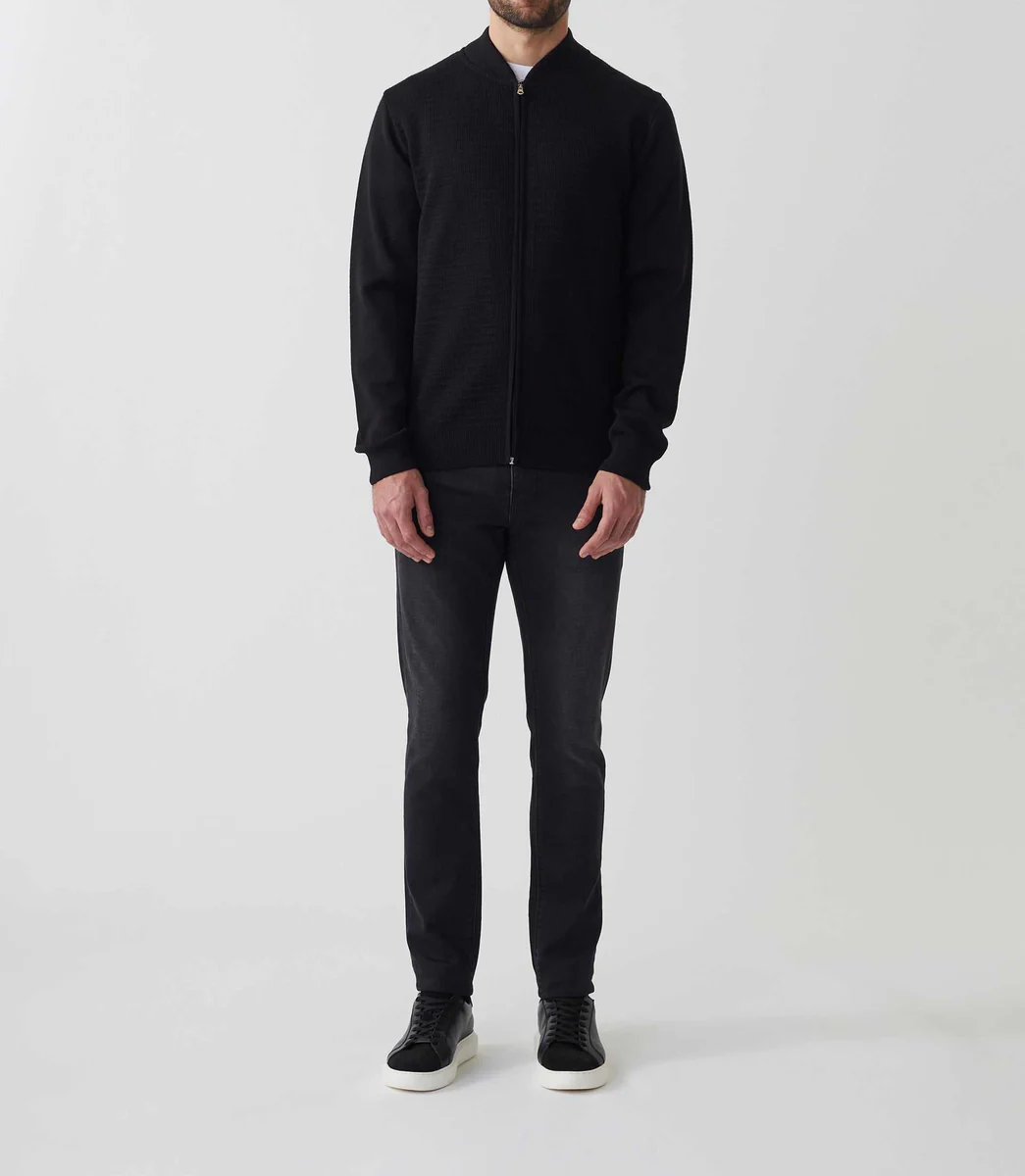 Gilet zippé col teddy laine noir 