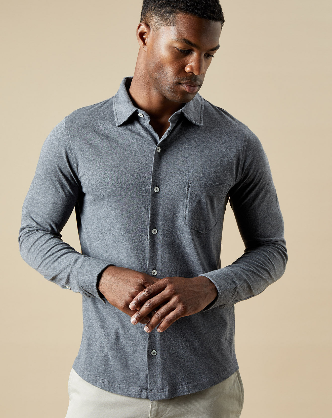 Hartford Chemise Polo Jersey dark gris mix