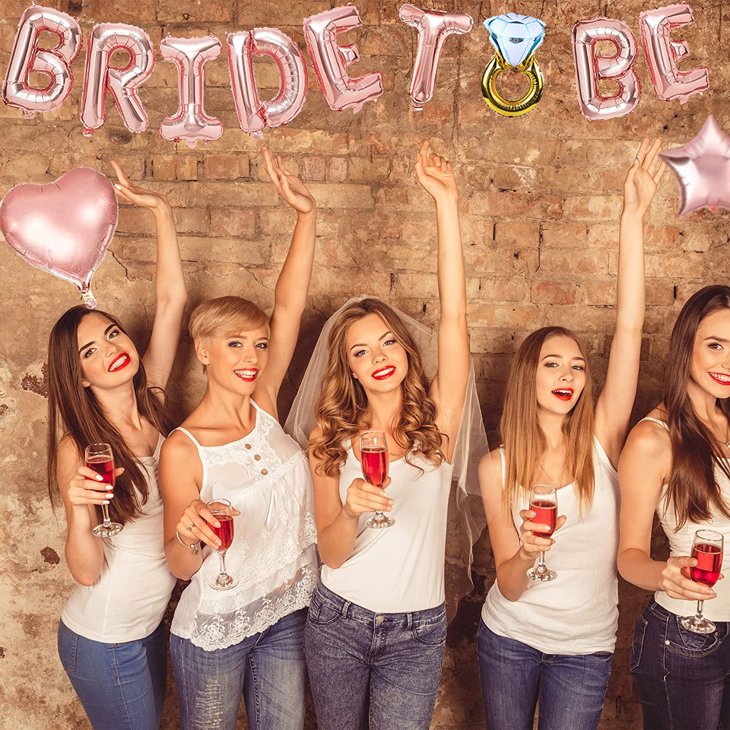 (69-tlg. Set) Party Ballons Junggesellinnenabschied Latex- und Folienballons   Girlande / Accessoires Deko Bride To Be - Roségold