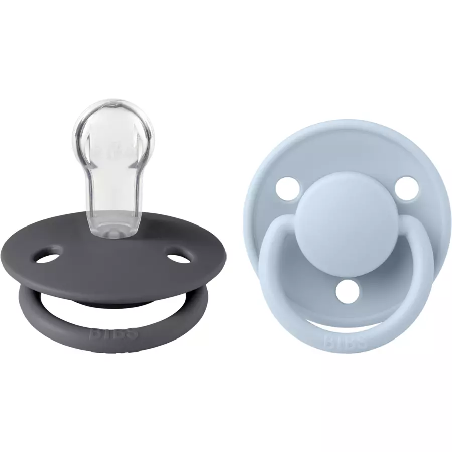 BIBS® Schnuller De Lux Iron  Baby Blue 0-36 Monate, 2 Stk.
