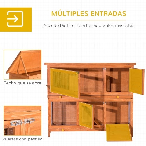 Gaiola de madeira para coelhos PawHut para uso externo