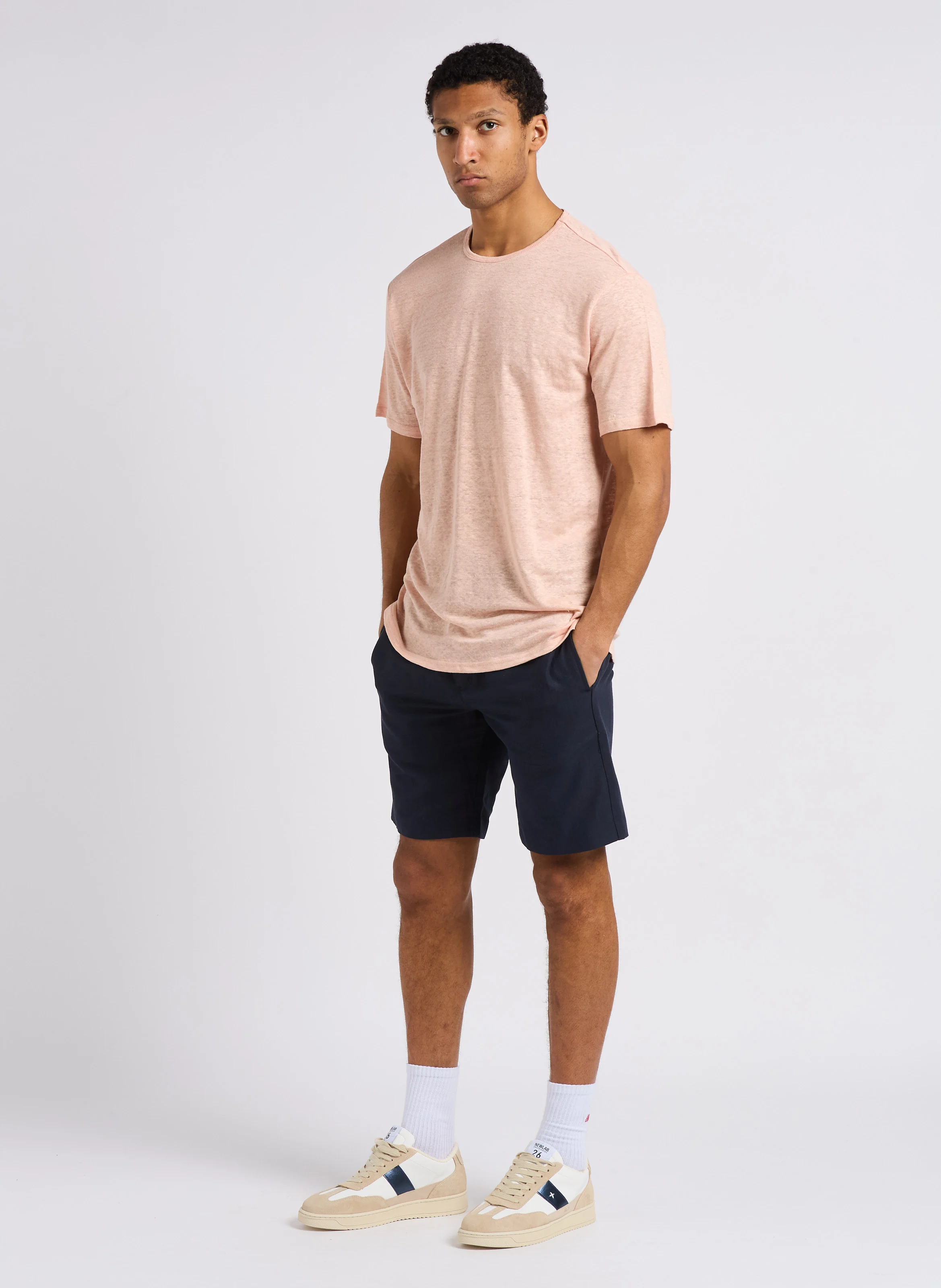 SMITH - Short en coton et lin| Bleu