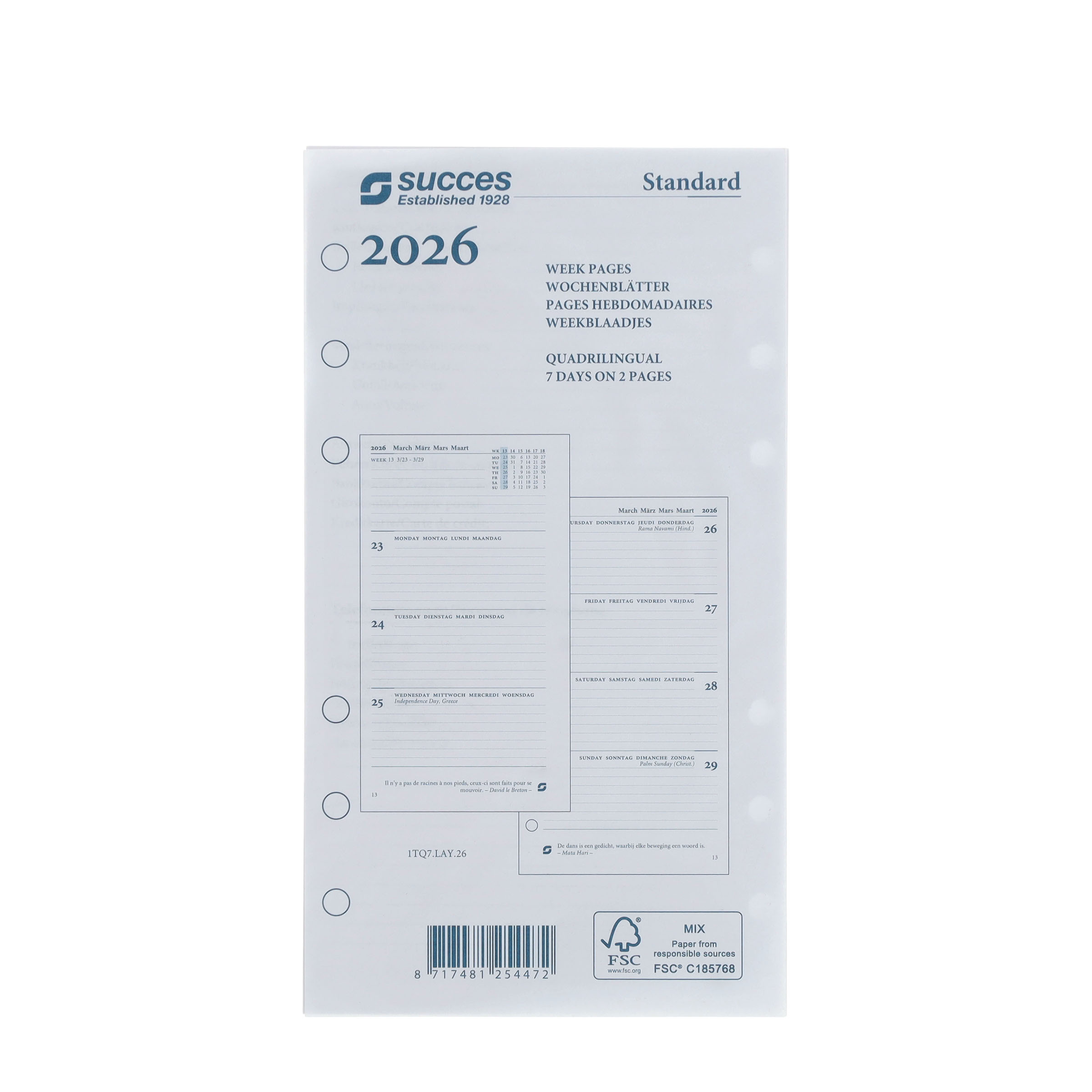 (1W/2S) SUCCES Standard Jahresinhalt 2026 Ersatz Wochenblätter (843207000026U)