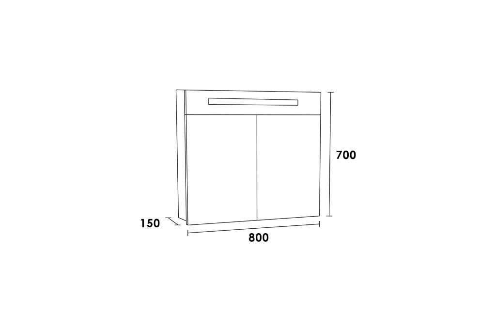 Brauer Promise spiegelkast 80cm met 2 deuren en verlichting eiken licht