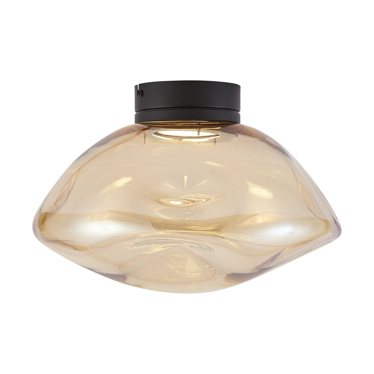 Design plafondlamp zwart met amber glas - Gemma