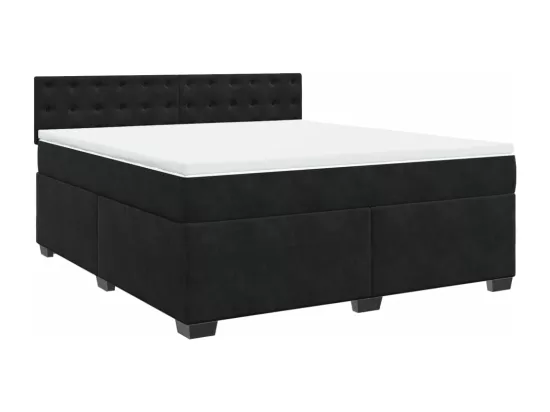 Sommier à lattes de lit avec matelas Noir 180x200 cm Velours
