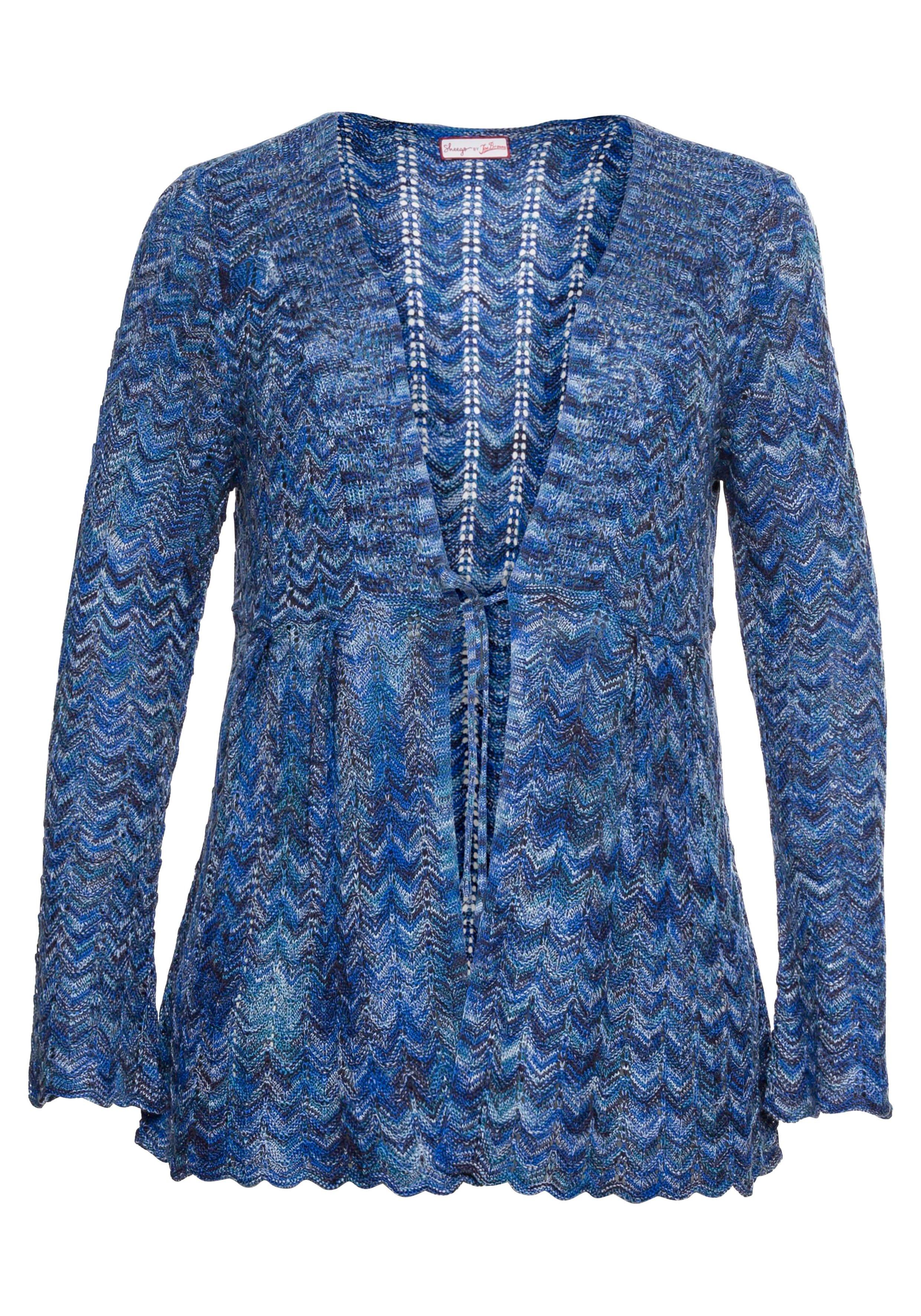 Ajourstrick-Cardigan mit Wellensaumkante