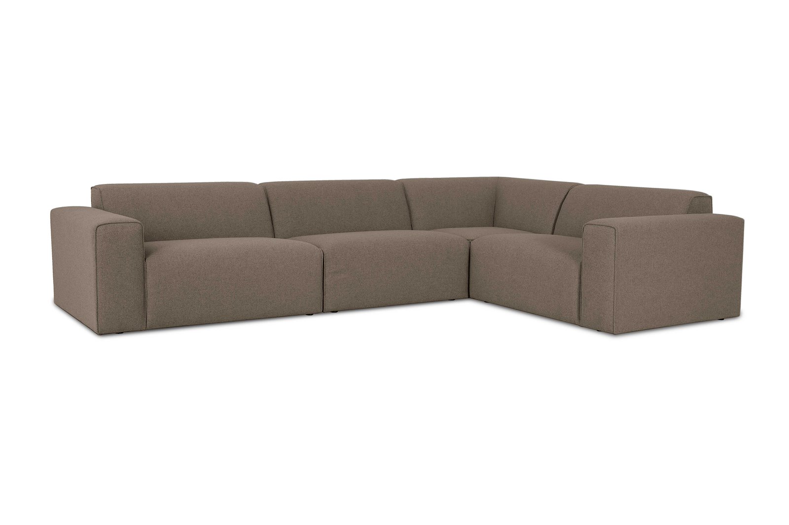 Styl hjørnesofa 3/1,5 hjørnesofa duo puter. Tekstil Neve 9 Cappuccino med sorte ben.