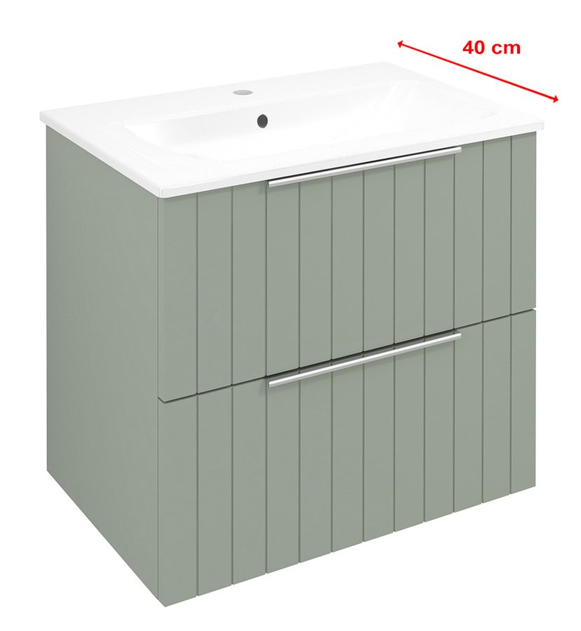 Sapho Cirasa Compact wastafel onderkast met ribbelfront 60x39x54cm groen