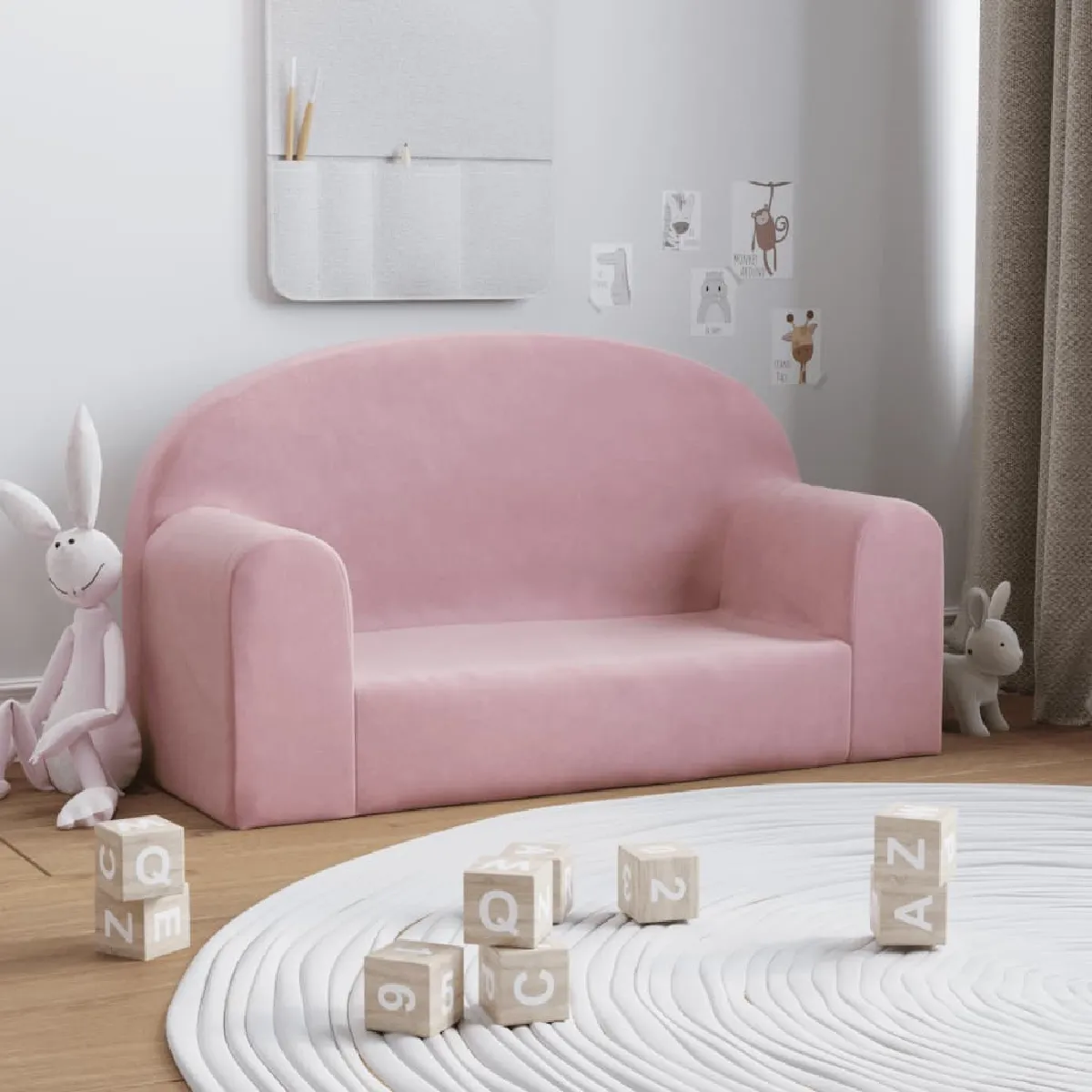 vidaXL Canapé enfants 2 places Rose