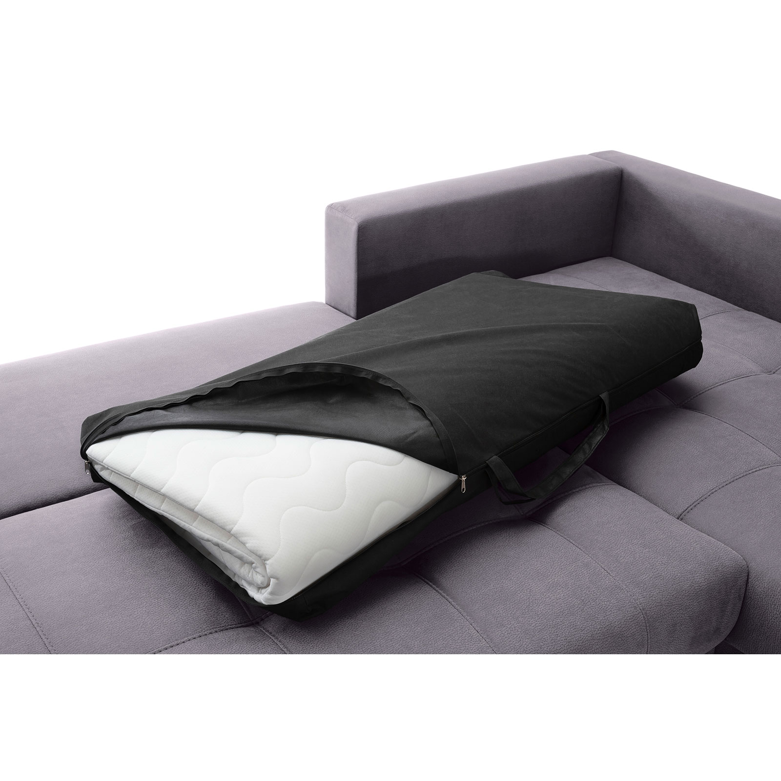 Ecksofa - grau - Boxspringfederung - Dauerschläfer - Chromfüße