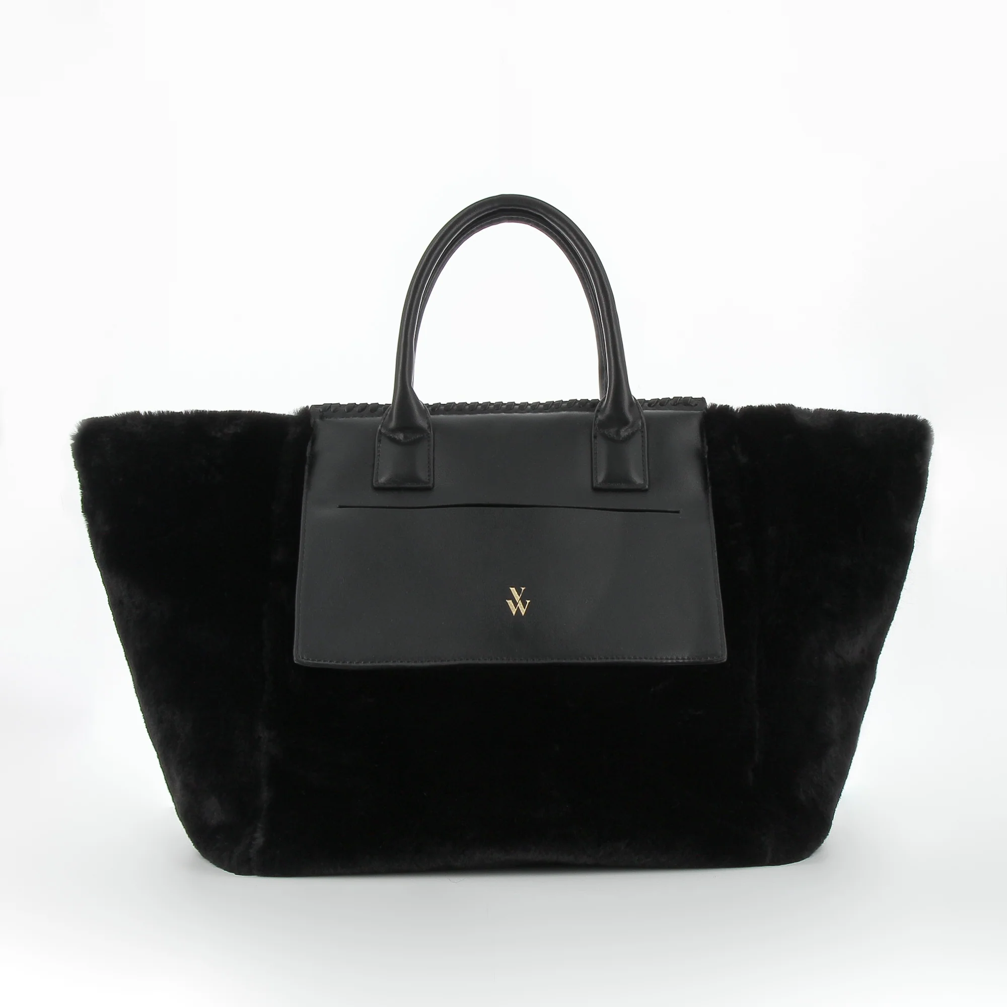 Sacs-Cabas Christiane noir en fausse fourrure