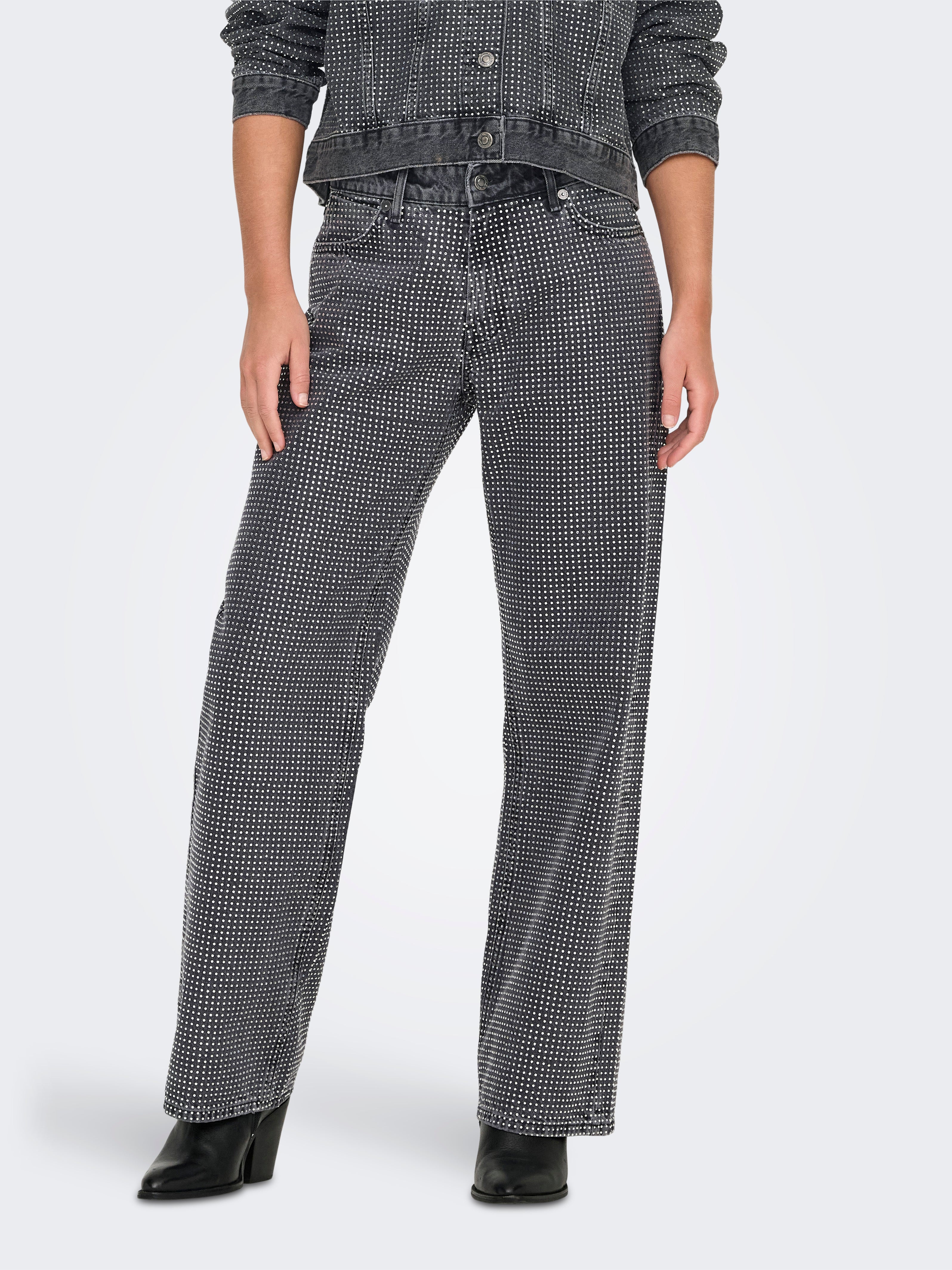 ONLHUDSON Mittlere Taille Weiter Beinschnitt Jeans Grey Denim
