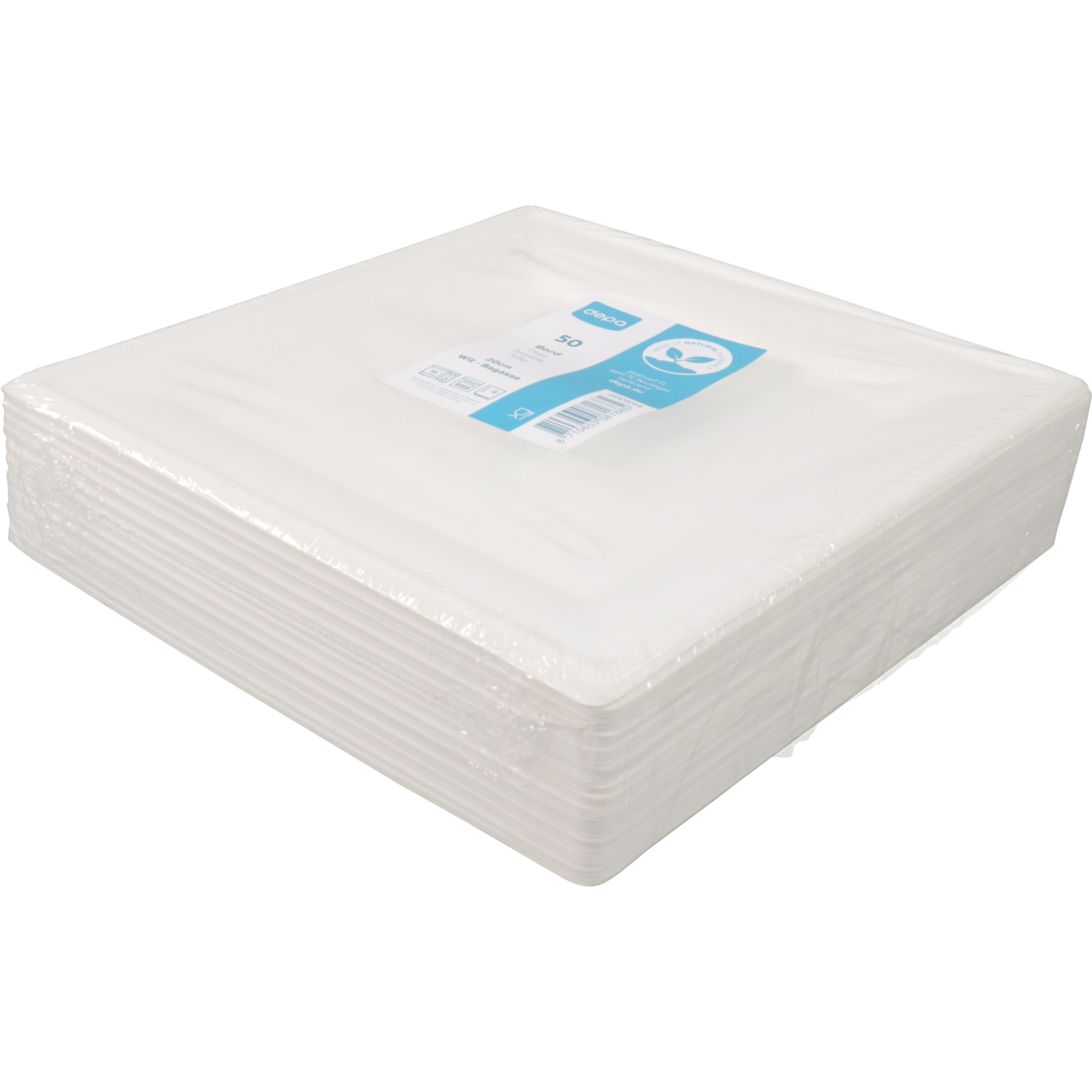 Depa Bord, vierkant, 1-vaks, bagasse (suikerrietpulp), 20x20cm, wit